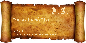 Mencs Bogáta névjegykártya